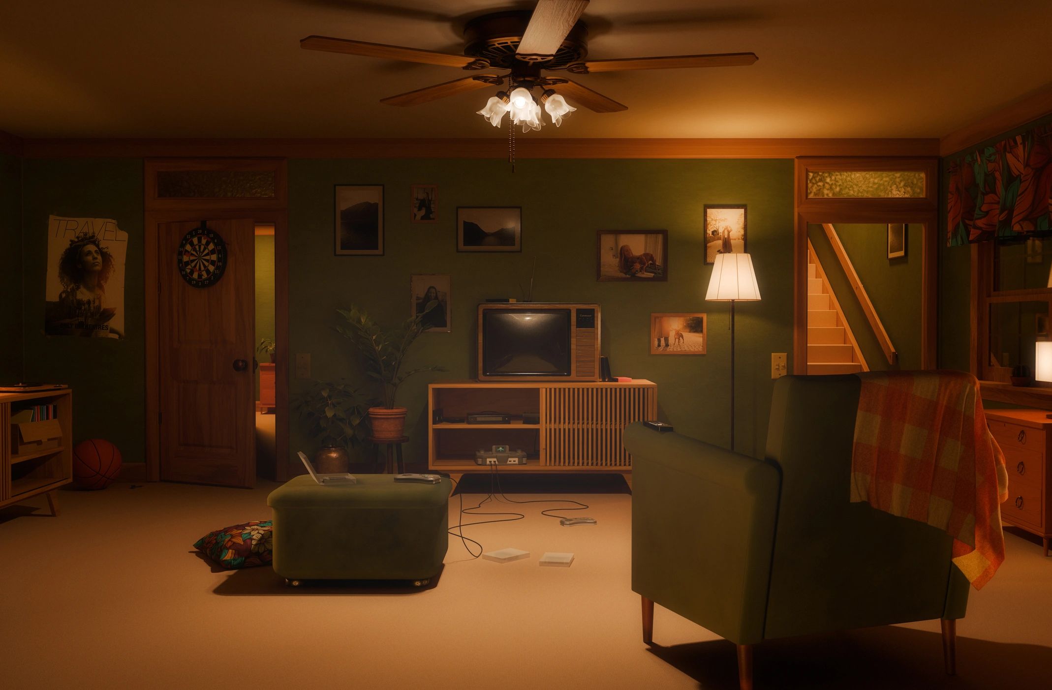 Cozy retro living room with vintage furniture